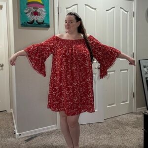 Red Floral Women's Dress Just Found NWT